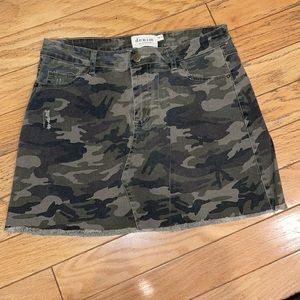Camouflage denim skirt